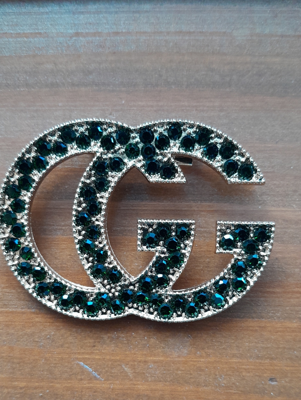 Crystal Brooch in Dark Green